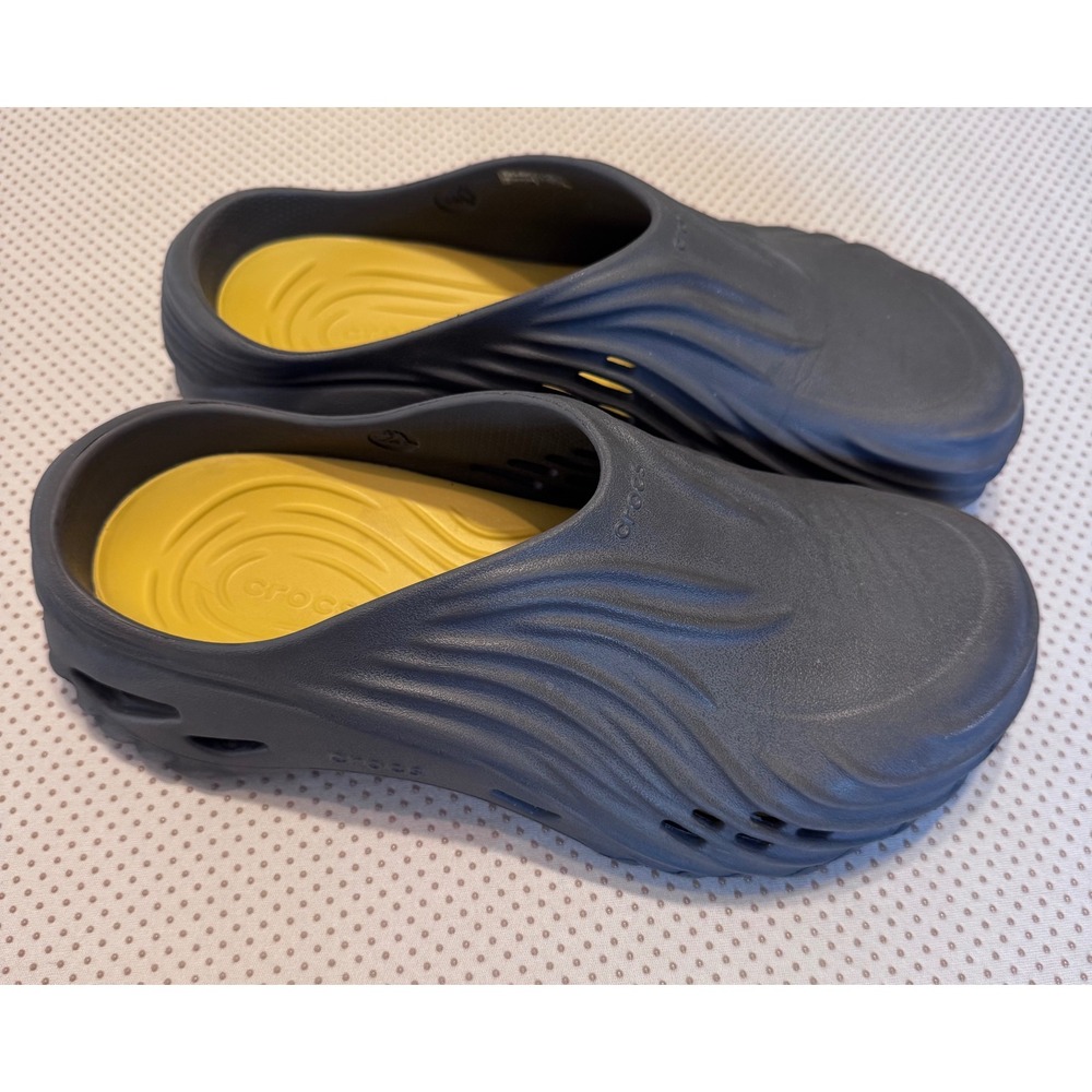 Crocs Echo Clog Storm Grey Yellow LiteRide Mens Slip On Mules Size M9 W11